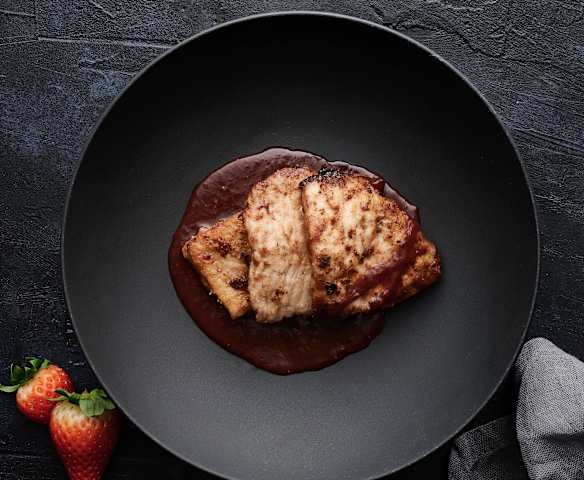 Escalope de veau, réduction à la fraise