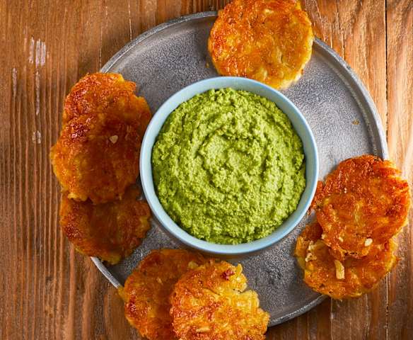 Rosti di patate con hummus di fave