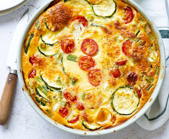 Clafoutis de tomates cerise,  courgettes et thym