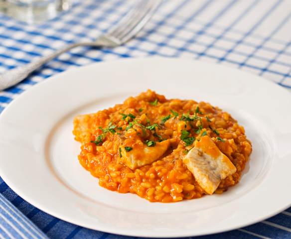 Arroz caldoso con pez espada