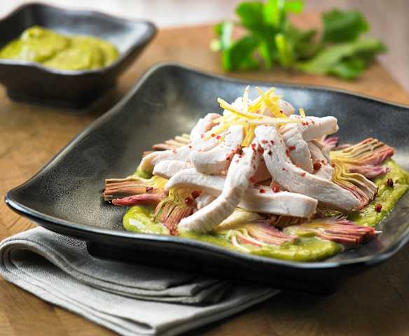 Straccetti di pollo alla maionese verde