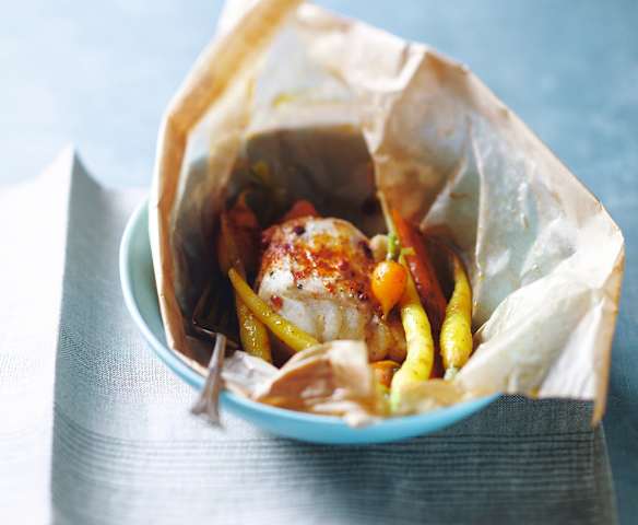 Papillotes de cabillaud au tandoori Papillotes de cabillaud au tandoori