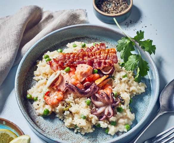 Weizenbier-Risotto mit Meeresfrüchten