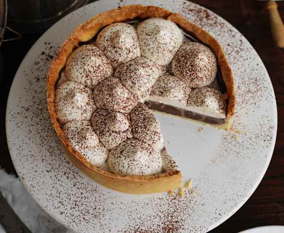 Tarte de chocolate e natas