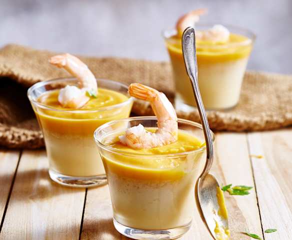 Royale de crevettes grises, mousse de potiron