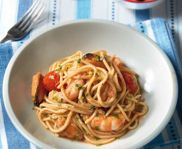 Spaghetti cozze e gamberi