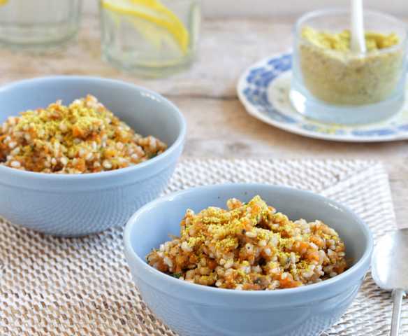 Arroz con emulsión de verduras