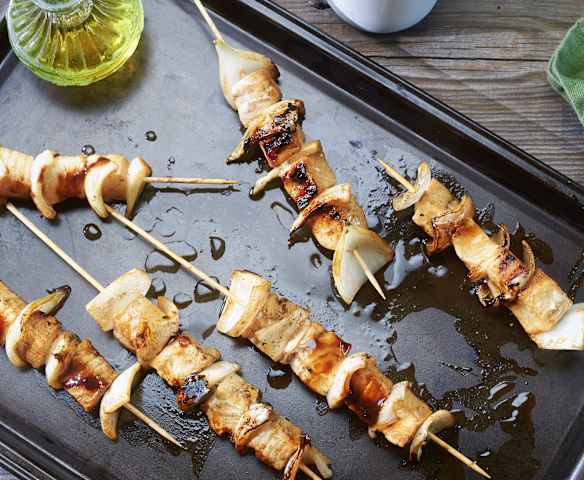 Brochetas de pez espada con salsa Teriyaki