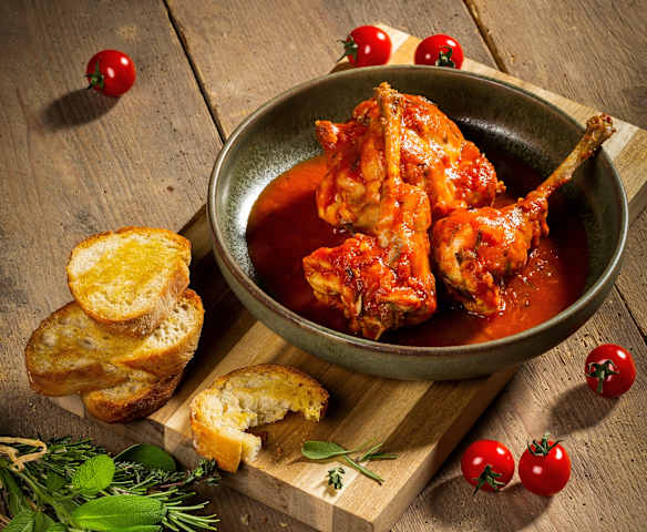 Kaninchen in Tomatensauce