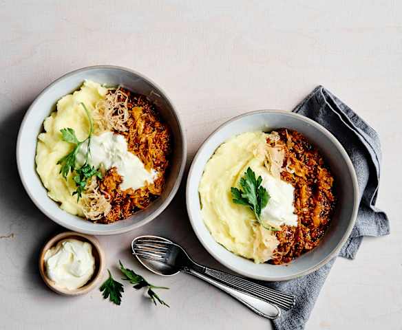 Hackfleisch-Linsen-Eintopf mit Kartoffelstock