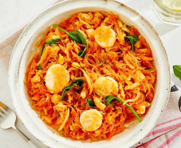 韩式菠菜豆芽鱼丸拌粉丝