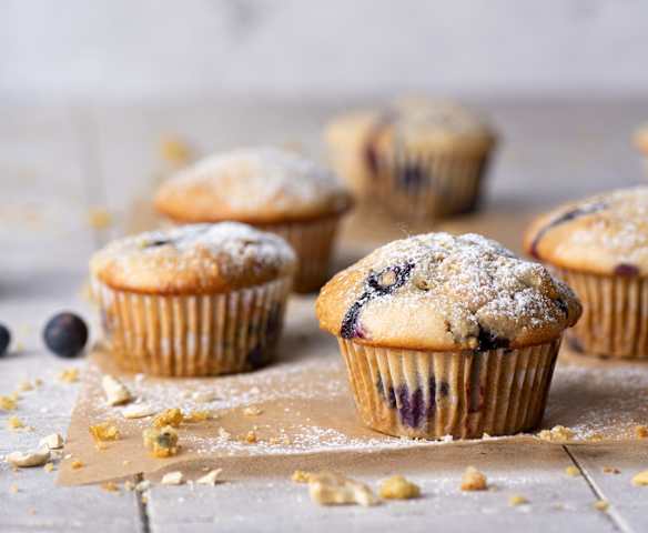 Muffins de mirtilo e queijo vegan