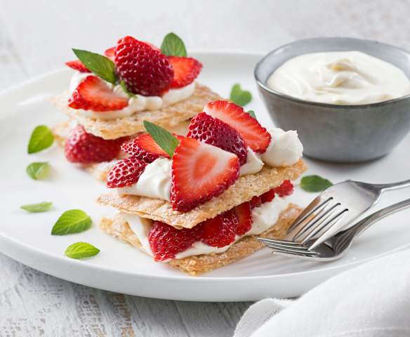 Berry and cream filo stacks Berry and cream filo stacks