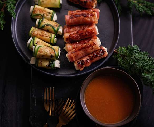 Halloumi BIY com bacon ou curgete