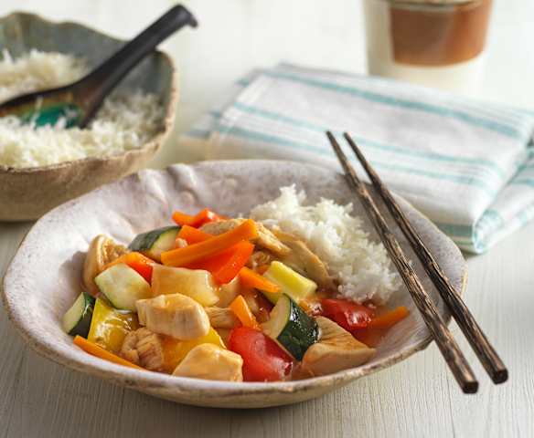 Huhn süß-sauer mit Basmatireis