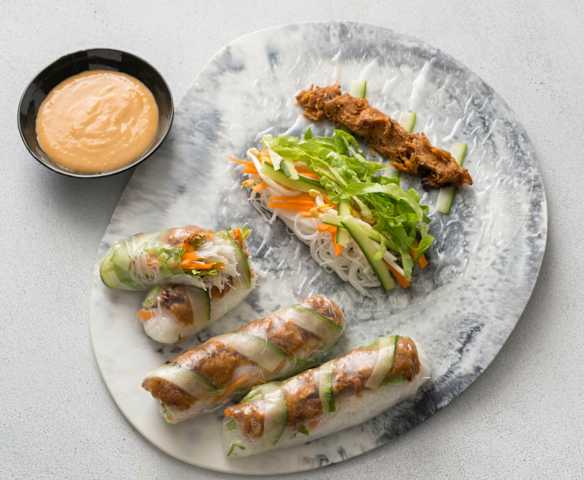 Vietnamese jackfruit rice paper rolls