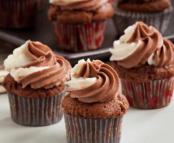 Mini cupcakes com cobertura de mascarpone e cacau