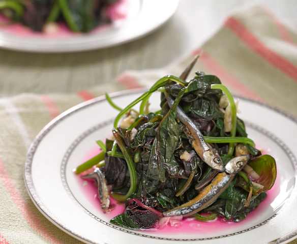 紅莧菜炒小魚乾