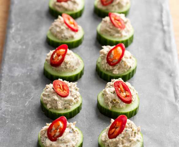 Tuna Tapenade on Cucumber