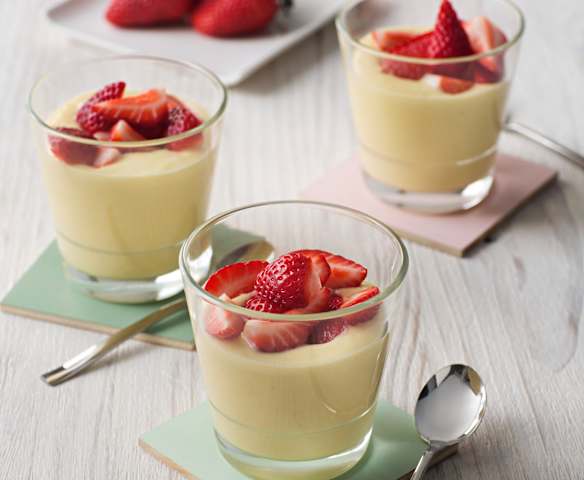 Postre rápido de mango con fresas
