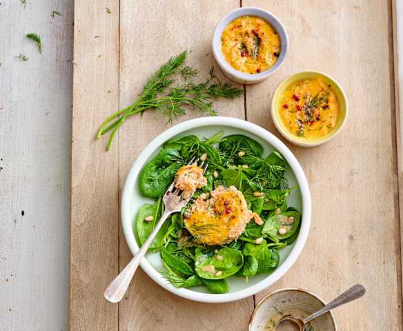 Mousseline de saumon sur lit d’épinards