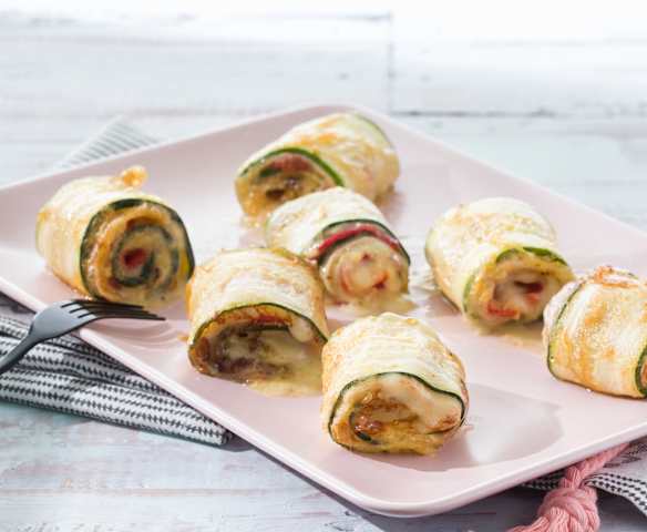 Rollitos de calabacín rellenos de pavo y queso