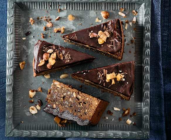 Früchte-Lebkuchen mit Schokoganache
