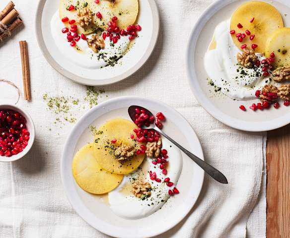 Carpaccio de manzana con yogur