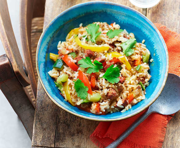 Riz mexicain au bœuf et au chorizo