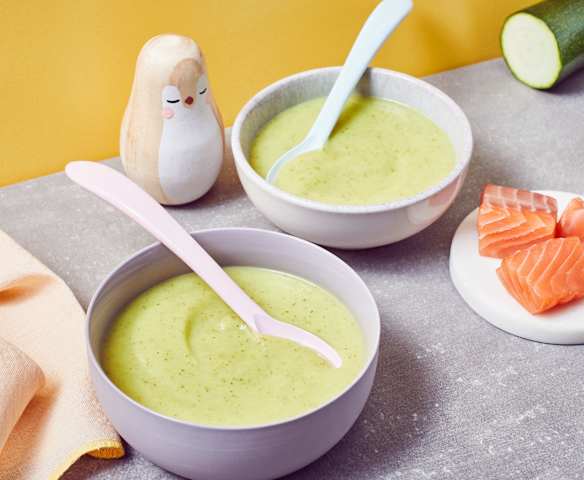 Zucchini-Kartoffel-Brei mit Lachs