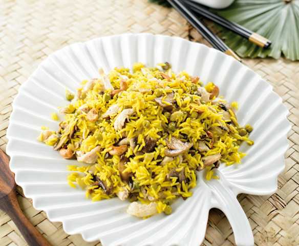 Arroz de açafrão com peru Arroz de açafrão com peru