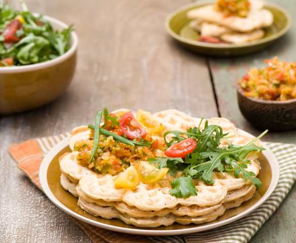 Wytrawne gofry gryczane z warzywami