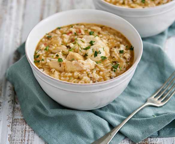 Risoto de línguas de bacalhau