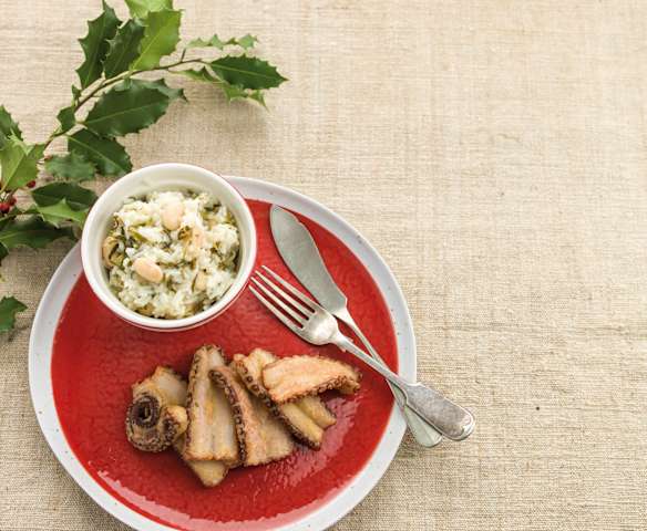 Filetes de polvo com arroz de feijoca