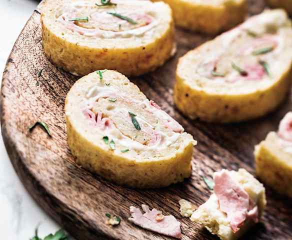 Roulé au jambon, chèvre et pommes de terre