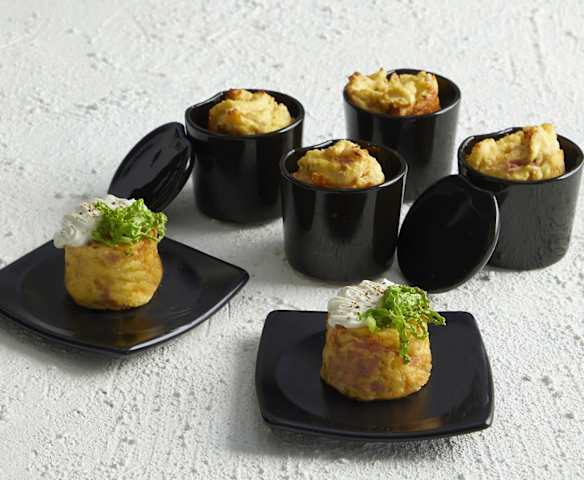 Mini sformati di ricotta con prosciutto cotto e verza