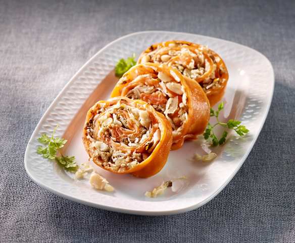 Krautkrapfen mit weißen Bohnen