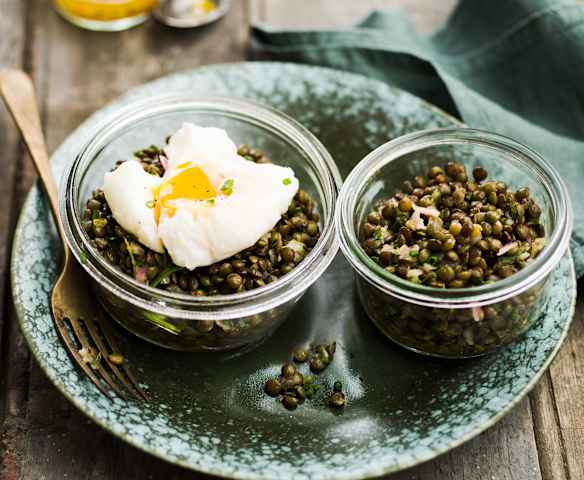 Salade de lentilles et œuf poché