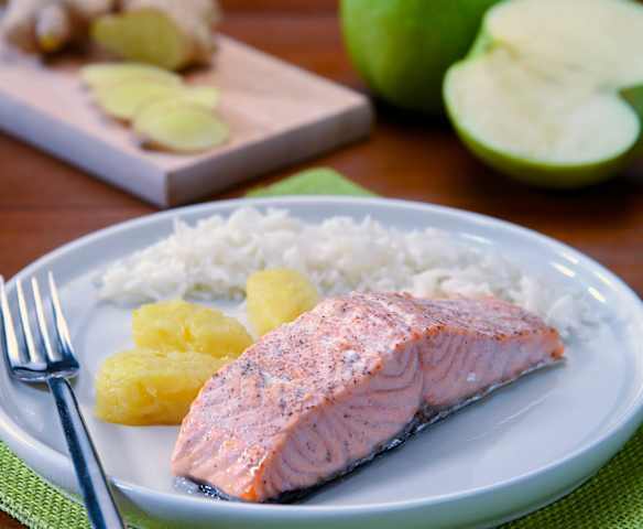 Filetto di salmone con purea di mele