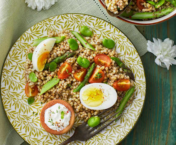 Insalata di grano saraceno con fave, asparagi e uova (senza glutine) (Bimby Friend) Insalata di grano saraceno con fave, asparagi e uova (senza glutine) (Bimby Friend)
