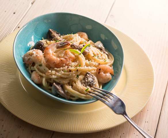Pasta con camarones