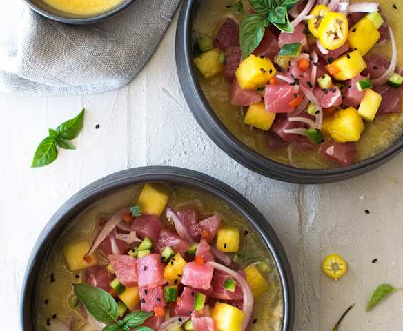 Ceviche tropical de atún