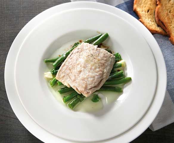 Sgombro al Varoma con contorno di fagiolini