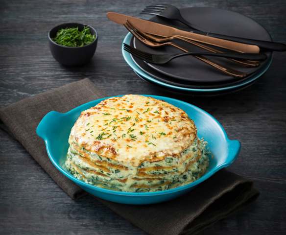 Ricotta and spinach crespelle "cake"