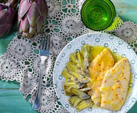 Petto di pollo al lime e carciofi