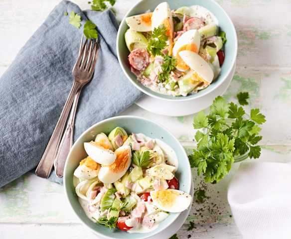 Schinken-Porree-Salat mit Ei