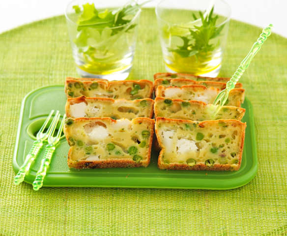 Cake aux petits pois, courgette et chèvre