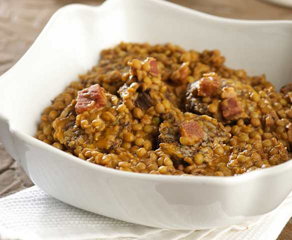 Lentejas con morcilla de Burgos