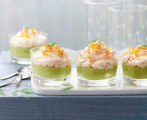 Mousse de saumon fumé, crémeux d'avocat Mousse de saumon fumé, crémeux d'avocat
