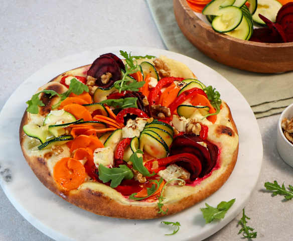 Crispy flatbread with halloumi & ribbon veggies (Thermomix® Spiralizer, using modes)